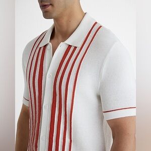 Express White and Red Men's Straight Shirt